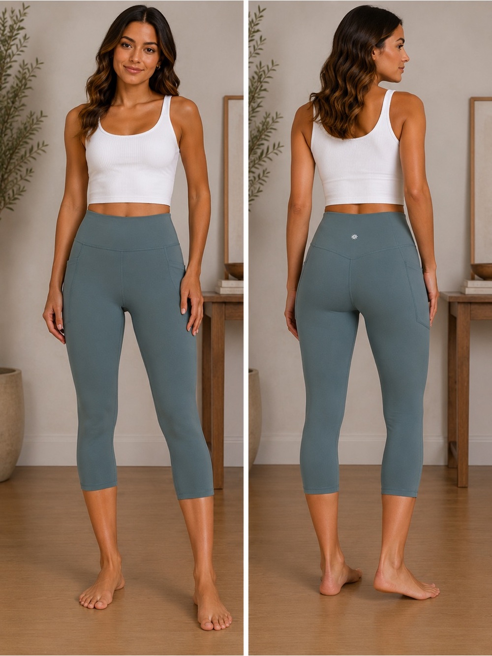 Athleta Slate Green High-Rise Capri Leggings